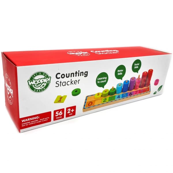 WOOPIE GREEN Montessori Pussel för att Lära sig Räkna och Färglägga 56 bitar
