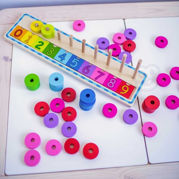 WOOPIE GREEN Montessori Pussel för att Lära sig Räkna och Färglägga 56 bitar