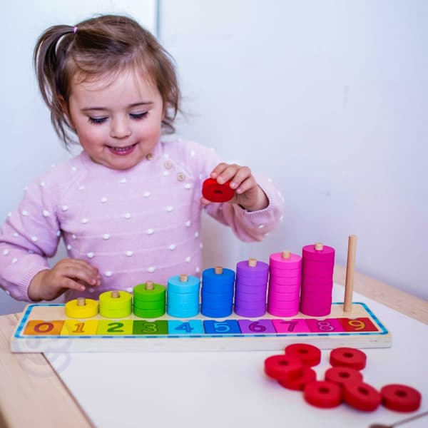 WOOPIE GREEN Montessori Pussel för att Lära sig Räkna och Färglägga 56 bitar