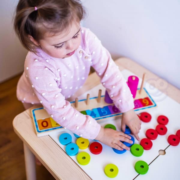 WOOPIE GREEN Montessori Pussel för att Lära sig Räkna och Färglägga 56 bitar