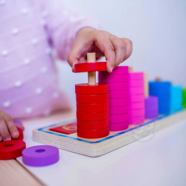 WOOPIE GREEN Montessori Pussel för att Lära sig Räkna och Färglägga 56 bitar