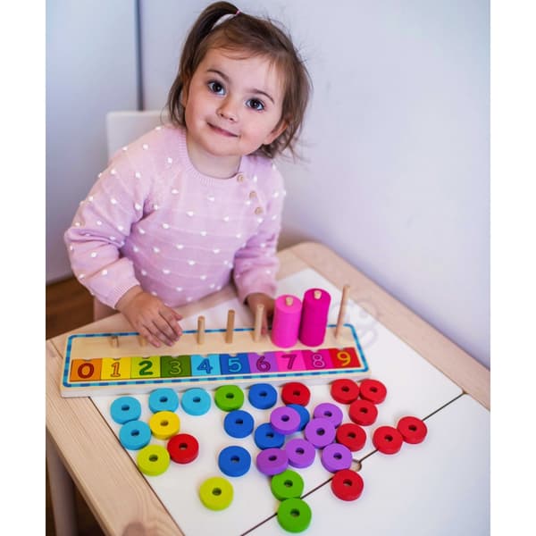 WOOPIE GREEN Montessori Pussel för att Lära sig Räkna och Färglägga 56 bitar