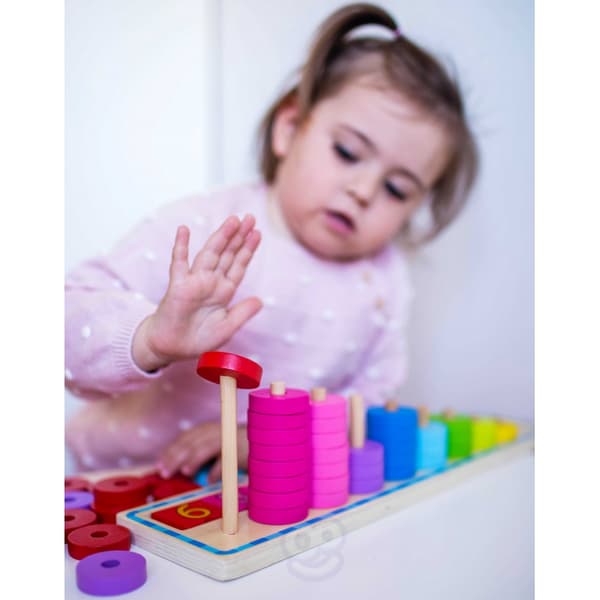 WOOPIE GREEN Montessori Pussel för att Lära sig Räkna och Färglägga 56 bitar