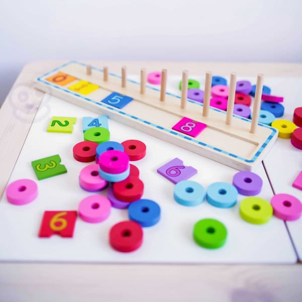 WOOPIE GREEN Montessori Pussel för att Lära sig Räkna och Färglägga 56 bitar
