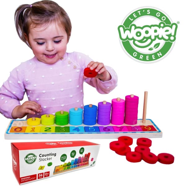 WOOPIE GREEN Montessori Pussel för att Lära sig Räkna och Färglägga 56 bitar