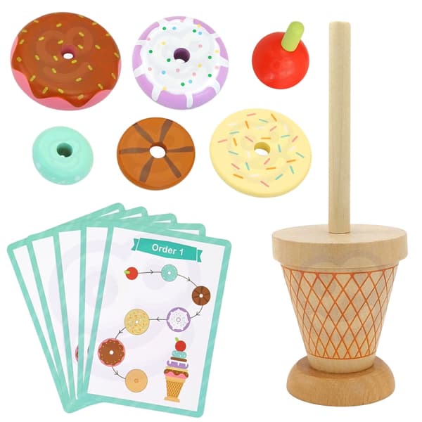WOOPIE GREEN puinen jäätelö Montessori palapeli makeiset 12 kpl. Polttoaineen lisäys