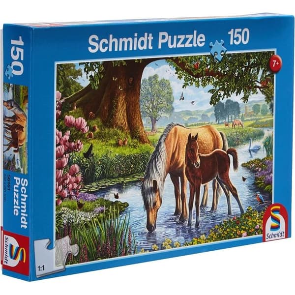 Djurpussel - SCHMIDT SPIELE - Hästar i strömmen - 150 bitar - Barn 7 år gammalt