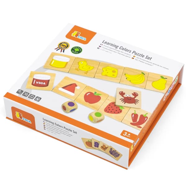 VIGA Pedagogiskt Spel Träpussel Sortera Matcha färger och Former 38 st. Montessori