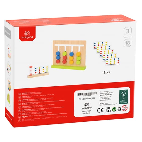 TOOKY TOY Logik Spel Tid Pusselfärger 30 Mönster 18 st.