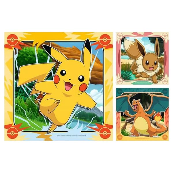 Pussel Barn - RAVENSBURGER - Set med 3 pussel med 49 bitar - Pikachu, Dracaufeu, Evoli - Från 5 år - Unisex