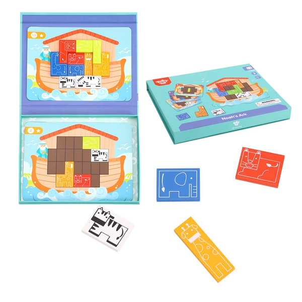 TOOKY TOY Magnetisk puslespil Montessori logisk puslespil Tetris Noahs ark 26 stk.