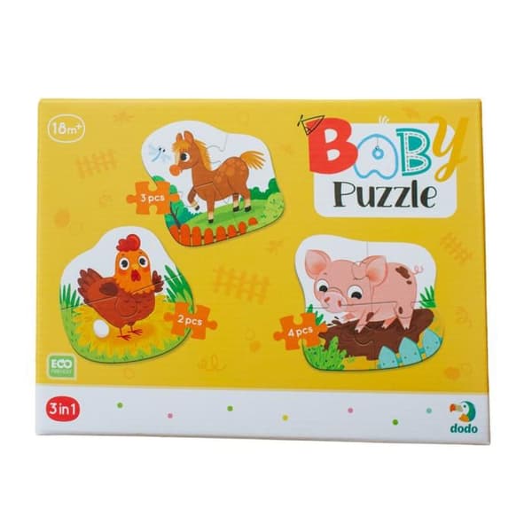Pussel 3 i 1 2-3-4 element "En dag på gården" Tre pussel för barn 300394