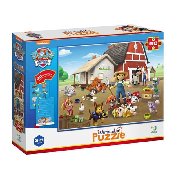 Pussel Wimmel "Paw Patrol - På gården" 60 bitar Kort med frågor 200452
