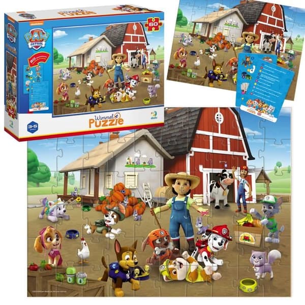 Pussel Wimmel "Paw Patrol - På gården" 60 bitar Kort med frågor 200452