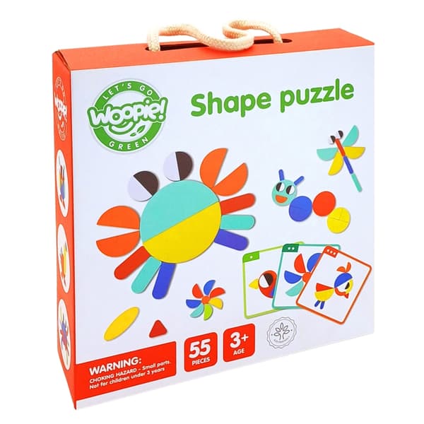 WOOPIE GREEN Montessori puslespil i træ 40 mønster genskaber 55 stk. FSC-certifikat