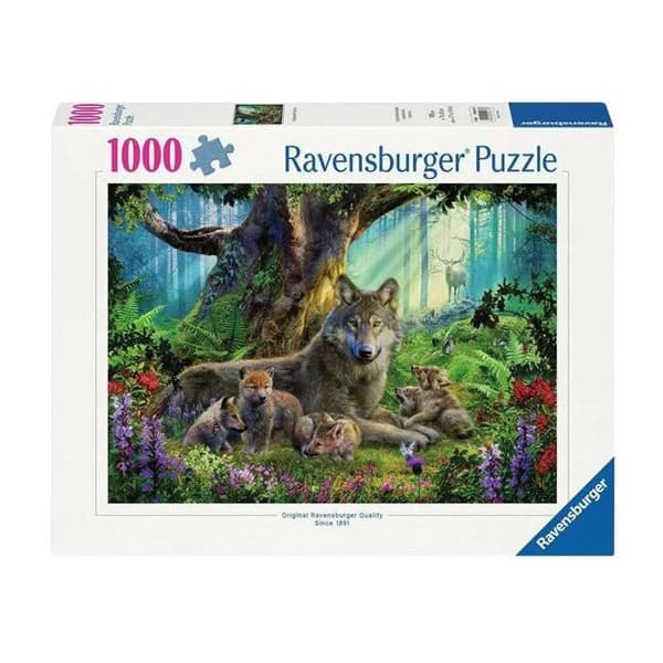 Ravensburger pussel familj varg i skogen, 1000st.