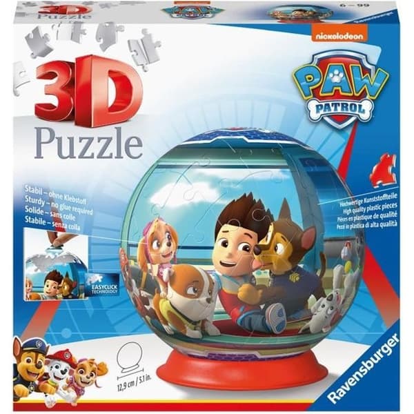 Paw Patrol Ball 3D-pussel - Ravensburger - 72 numrerade bitar - Diameter 13 cm