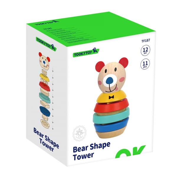 TOOKY TOY Träpussel Pyramidformer Teddybjörn 11 st
