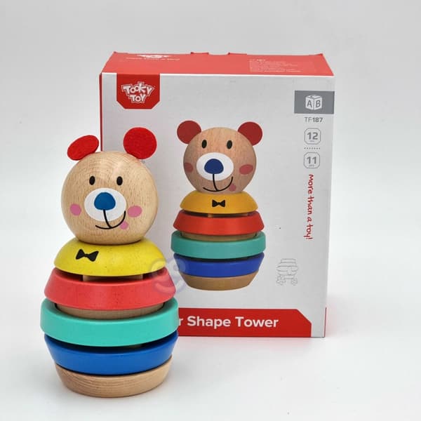 TOOKY TOY Träpussel Pyramidformer Teddybjörn 11 st