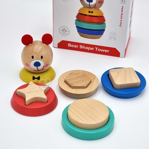 TOOKY TOY Träpussel Pyramidformer Teddybjörn 11 st