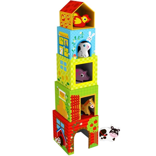 WOOPIE GREEN Farm in Boxes Cube Puslespil + Figurer 10 stk