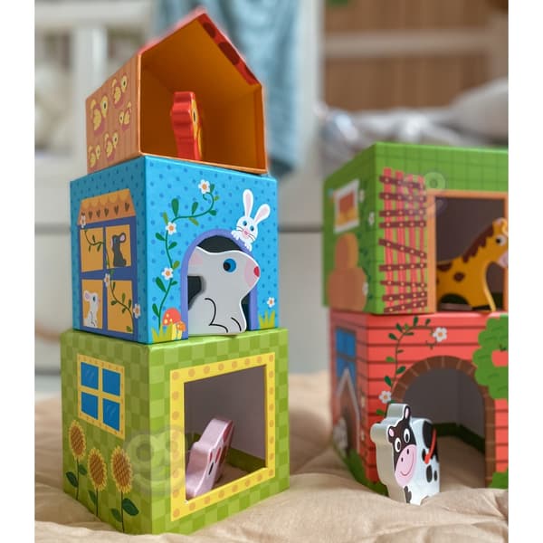 WOOPIE GREEN Farm in Boxes Cube Puslespil + Figurer 10 stk