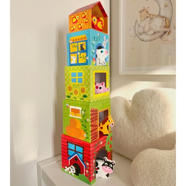 WOOPIE GREEN Farm in Boxes Cube Puslespil + Figurer 10 stk