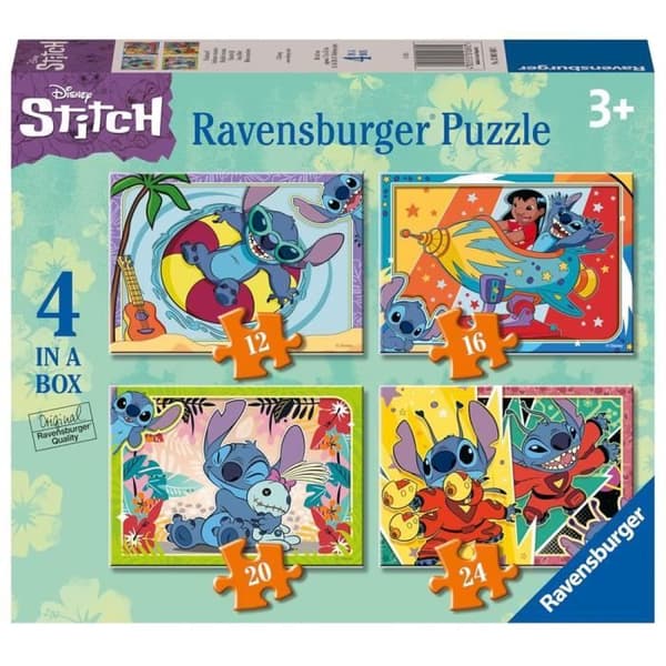 Pussellåda - RAVENSBURGER - Disney Stitch - 12, 16, 20, 24 bitar - Barn - Blå