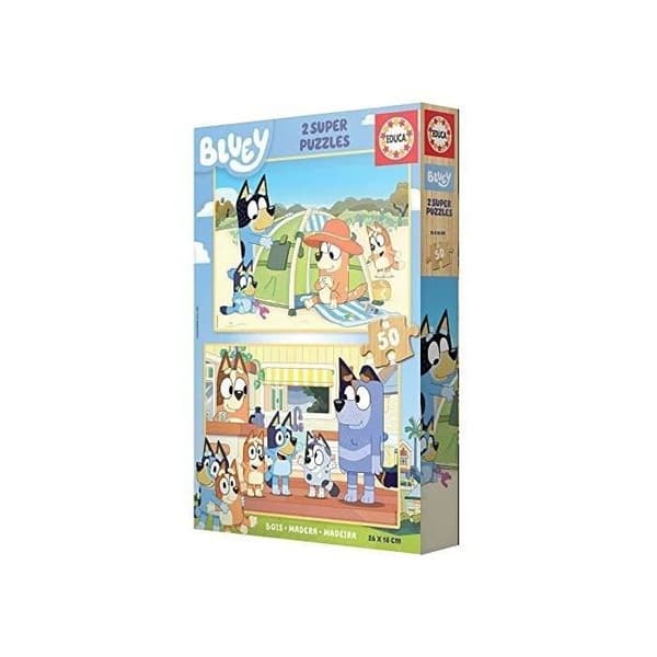 Bluey EDUCA träpussel - 50 bitar - Tecknade serier och serier - För barn från 4 år och uppåt