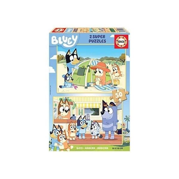 Bluey EDUCA träpussel - 50 bitar - Tecknade serier och serier - För barn från 4 år och uppåt