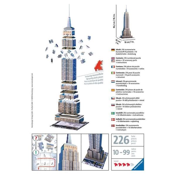 3D-pussel - RAVENSBURGER - Empire State Building - 216 bitar - Flerfärgad
