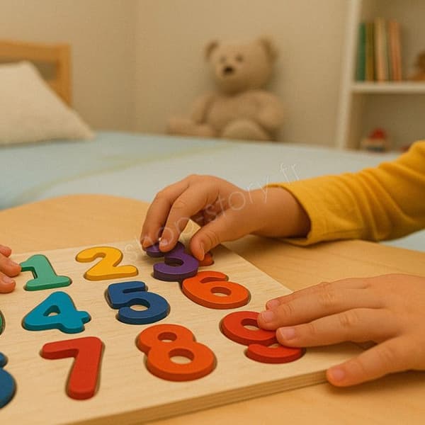 Pack av 2 träpussel utbildningsleksak och Montessori för barn bokstäver A-Z och siffror 0-9 från 2 år.