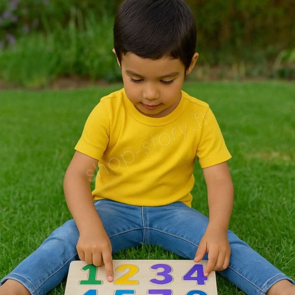 Pack av 2 träpussel utbildningsleksak och Montessori för barn bokstäver A-Z och siffror 0-9 från 2 år.