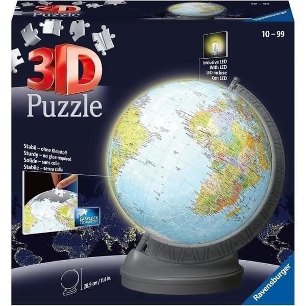 Pedagogiskt 3D-bollpussel - Luminous Earth Globe - Ravensburger - 540 bitar - Från 10 år
