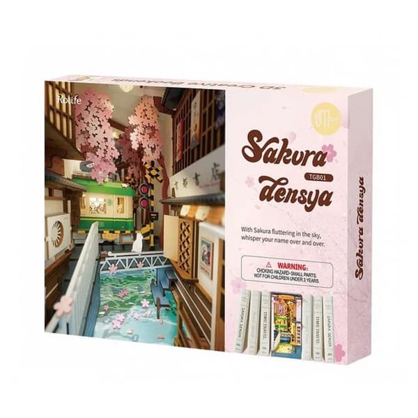 ROBOTIME Sakura Densya pussel - gyllene - resor och kartor - vuxen - Tokyo på våren