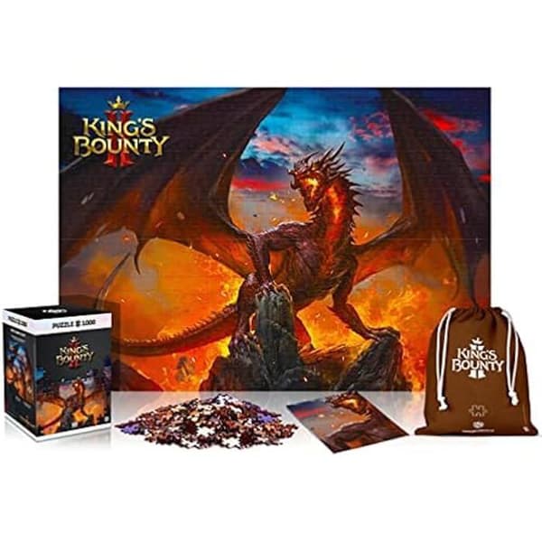 Pussel 1000 Bitar - GOOD LOOT - King's Bounty II: Dragon - Affisch Inkluderad - Gratis Väska - 68 x 48 cm