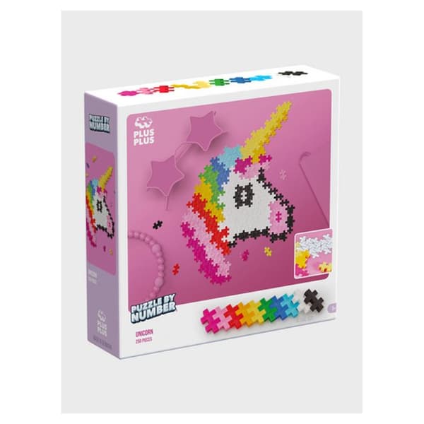 Kit med 250 bitar minipussel med siffror Unicorn-tema - Plus Plus