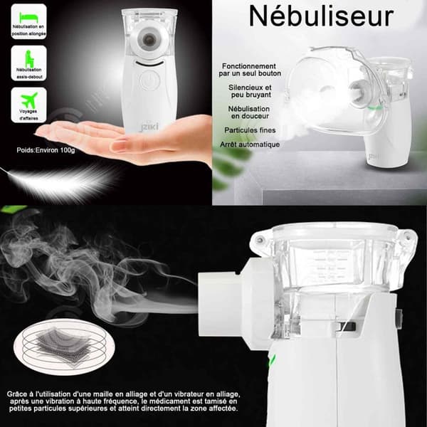 INN Förstärkare 7x4,5x10,4cm usb och batterier bärbar nebulisator med 2 masker 1 kall dimmunhalator för barn och vuxna