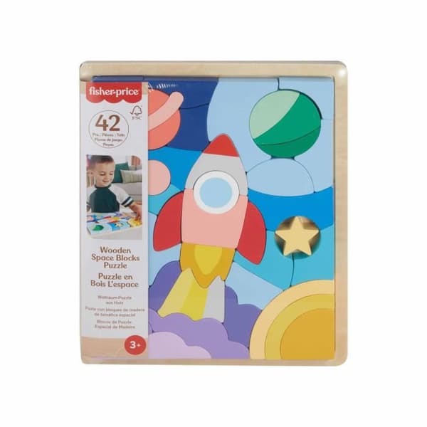 FISHER-PRICE Trä Pussel Rymdpussel 42 bitar för små - Fisher-Price - HXY42