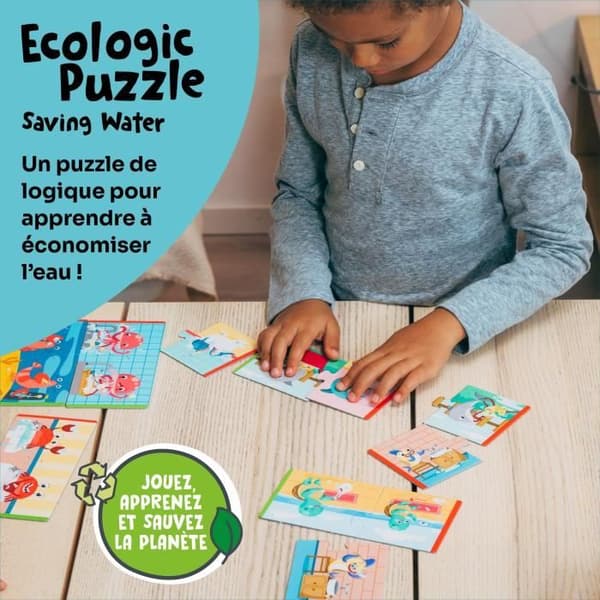 Utbildningsspel - GEOMAG - Ekologiskt pussel Spara vatten - Mini-utbildningspussel - Vattenbevarande