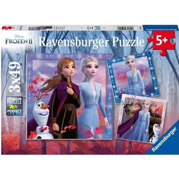 SNÖDrottningen 2 pussel 3x49 bitar - Resan börjar - Ravensburger - Uppsättning barnpussel - Från 5 år
