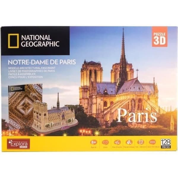 Puzzle 3D - Notre Dame De Paris - Byggspel - EXPLORA - 128 bitar - Från 8 år
