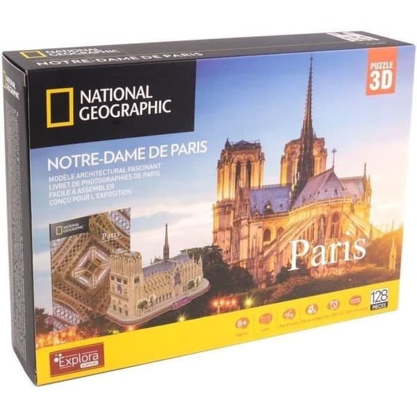 Puzzle 3D - Notre Dame De Paris - Byggspel - EXPLORA - 128 bitar - Från 8 år