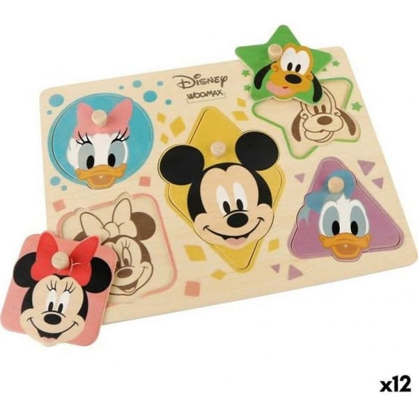 Disney Pussel Barn i Trä + 2 År 5 Bitars (12 Enheter)