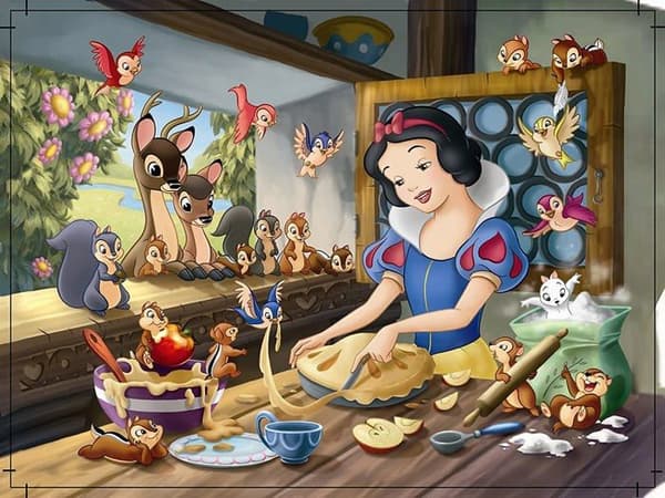 DISNEY Pussel 60 bitar - Snövit bakar - Nathan - Barnpussel + Sorterare - Från 6 år