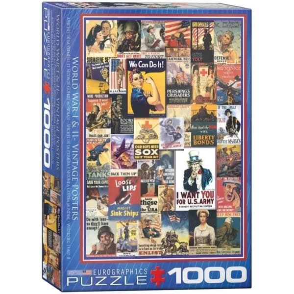 (EG60000937) - Eurographics Puzzle 1000 PC - Första och andra världskriget vintageaffischer