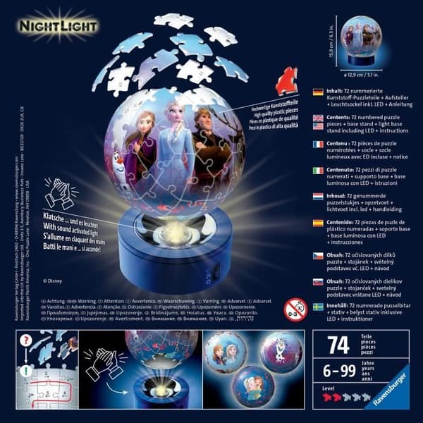 3D Ball Puzzle Frozen 2 upplyst - Ravensburger - Barn 6 år och uppåt