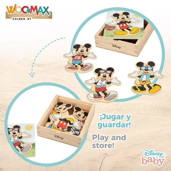 Pussel Colorbaby - 48723 - WOOMAX Disney Pusselkostymer i trä 19 bitar-12,5 x 14 cm-Mickey, , Flerfärgad, Trajes