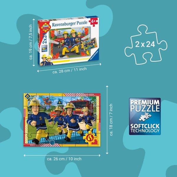 Ravensburger Pussel - 80532 - Barnpussel - 2x24 p-pussel - Sam och hans team / Brandman Sam - 4 år och uppåt