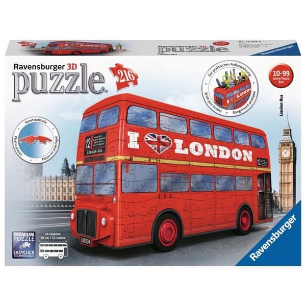 3D Puzzle London Bus - Ravensburger - Fordon 216 bitar utan lim - Från 8 år